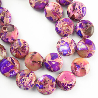 #ad 11x5mm 1Strand Purple Sea Sediment Jasper Round Loose Beads 15.5 quot;HA J98885 $15.76