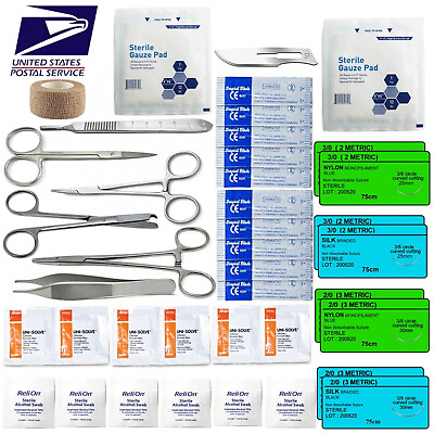 #ad #ad Surgical Suture Kit Basic First Aid Medical Travel Kit 39 Pieces USA MADE $19.90