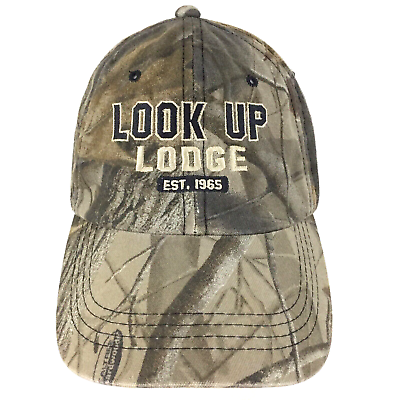 #ad Look Up Lodge Hat RealTree Camouflage Hunt Fish Strap Back Baseball Camo Dad Cap $14.99