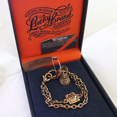 #ad NWT LUCKY BRAND OW Gemstone Gold brass Bracelet NEW $21.99