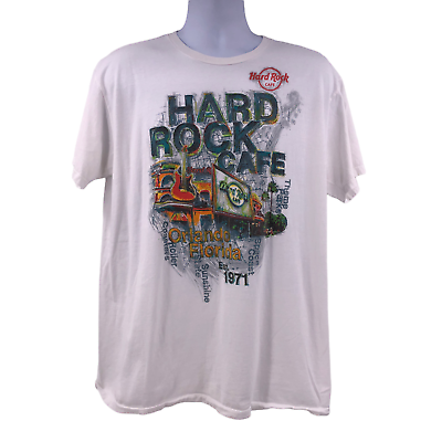 #ad Hard Rock Cafe Orlando Limited Edition Young Mens Fit Size XL White w graphic SS $9.98