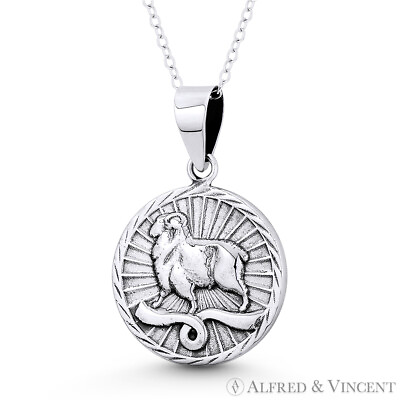 #ad Aries the Ram Zodiac Sign Luck Animal Pendant amp; Necklace in .925 Sterling Silver $27.59