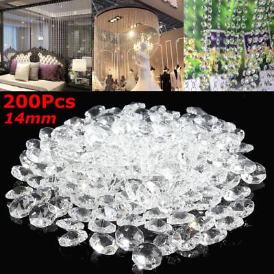 #ad #ad 200PCS Clear Crystal Glass Chandelier Part Prisms Octagonal Beads Decor 14MM $44.95