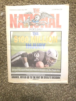 #ad THE NATIONAL SPORTS DAILY NEWSPAPER BO JACKSON INJURY RAIDERS 3 20 1991 $5.25