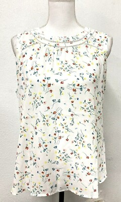 #ad Stitch Fix 41 HAWTHORN Women’s Blouse Marshmallow White Floral NWT Choose Size $14.99
