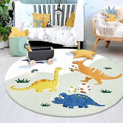 #ad Abeigoi Dinosaur Kids Rug 4Ft Round Animal Playmat Soft Dino Bedroom Carpet f... $86.32