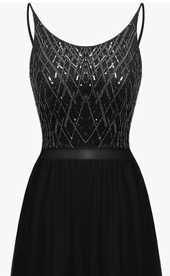 #ad #ad Women#x27;s Sparkly Sequin Evening Dress Sleeveless Long Party Dress Size Medium $39.99
