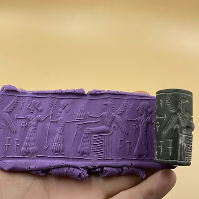 #ad Wonderful Ancient Near Eastern Old Stone Cylinder Seal Bead With Impression $80.00