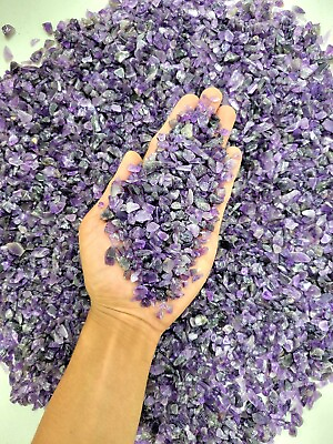 #ad Tumbled Amethyst Crystal Chips Bulk Gemstone Undrilled Beads Natural Stones $8.50