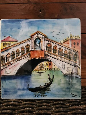 #ad Nove Ceramiche Italian hand painted decorative tile $22.00