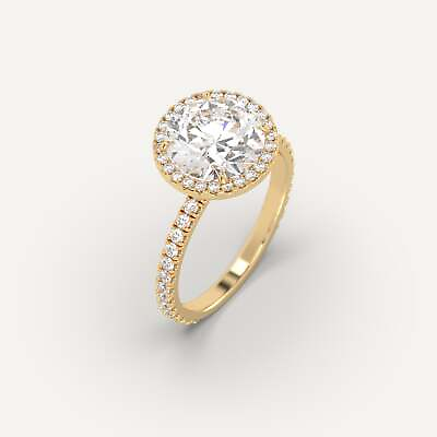 #ad 3.1 carat Round Engagement Ring IGI F VS1 Lab Diamond in 14k Yellow Gold $2730.00