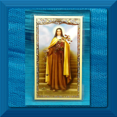 #ad LAMINATED Holy Card GILDED GOLD ❤️ Prayer to SAINT THERESE ❤️ Beautiful Card ❤️ $1.14