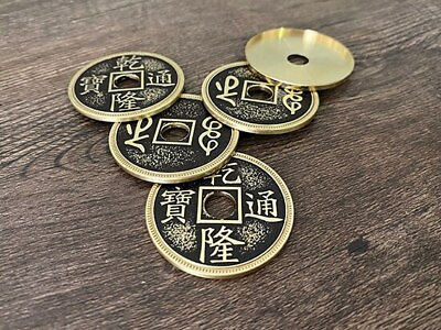 #ad Chinese Palace Coin Set 4 Coins 1 Shell Morgan Size Brass by Oliver Magic $19.99