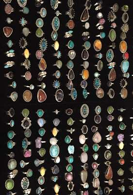 #ad Turquoise amp; Mix Gemstone 925 Sterling Silver Plated 50Pcs Rings Lot HSR190 $43.59