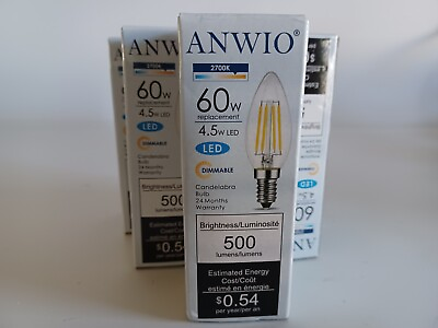 #ad ANWIO 4.5W 60W Equivalent Dimmable 2700K Warm White Chandelier bulb 6 Pack $11.99