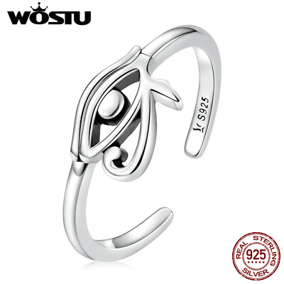 #ad Wostu 925 Sterling Silver Open Ring Eye of Horus Wedding Party Adjustable Women $8.15