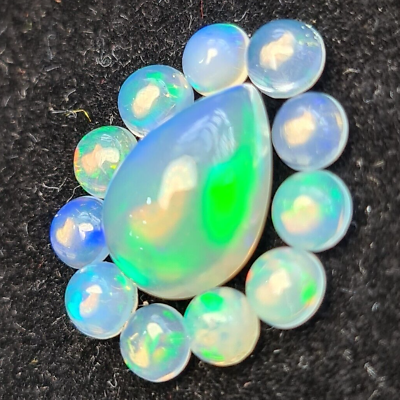#ad Natural Ethiopian opal Cabochon Gemstone Mix Shape 12 Pcs Opal Stone AAA Quality $18.99