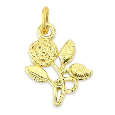 #ad Solid Gold Rose Charm in 10k or 14k Tiny Flower Charm Collectable for Bracelet $34.19