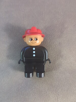 #ad Lego Duplo Figure Fireman red helmet black vintage approx. 2001 $4.85