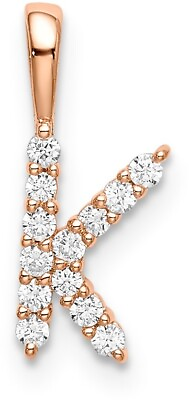 #ad 14K Rose Gold Small Initial K Diamond Pendant $255.95