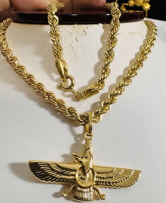 #ad 18ct 18K 750 Saudi Real Fine Yellow Gold Bird Necklace 18” Long 4mm 7.4g $893.00