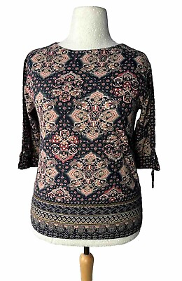 #ad EX Monsoon Top Blouse Floral Rowan Ladies Womens Paisley Floral Navy Small S GBP 14.99