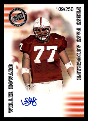#ad 2001 Press Pass Special Edition Willie Howard AUTO Silver Stanford Cardinal $4.80