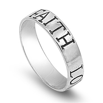 #ad Sterling Silver Faith Love Hope Band Purity Promise Ring Designer 925 Sizes 4 13 $16.59