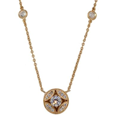 #ad White Cubic Zirconia Rose Gold Plated Pendant Necklace 18quot;3quot; Extender Chain $15.99