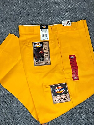 #ad Vintage Y2K Dickies Work Pants Double Knee Mens 40x30 Yellow Straight Leg NWT $45.00