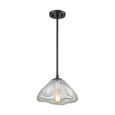 #ad Oil Rubbed Bronze Polished Chrome 1 Light Mini Pendant With Freeform Glass With $239.93