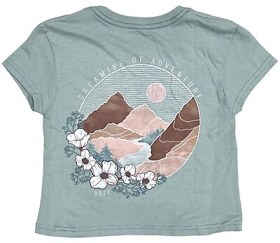 #ad Roxy Girls Kids Youth 4 12 Mountain of Adventure Graphic Tee T Shirt in Ocean $14.99