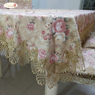 #ad Rose Pastoral Lace Tablecloths Table Cover European Round Cloth Chair Cushion TV $99.53