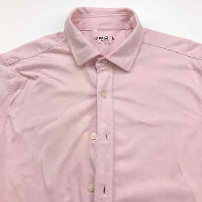 #ad UNTUCKIT Medium Pink 100% Soft Cotton Button Long Sleeve Casual Collar Shirt $20.91