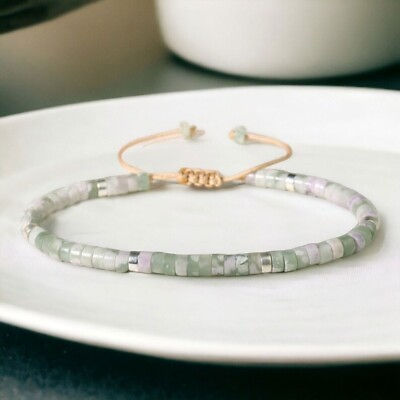 #ad Natural Green Jade Small Dainty Gemstone Beads Healing Reiki Bracelet Women Men $12.88