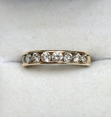 #ad 14 KT Gold Approx .80 Ct Channel Set Wedding Band Size 6.5 $1100.00
