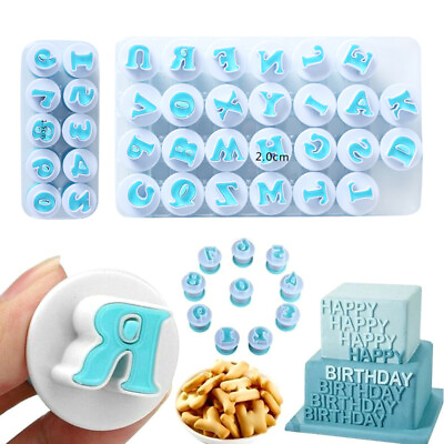 #ad NEW Cookie Mold Pastry Fondant Cutters Alphabet Letters Upper Lower Number Set $5.39
