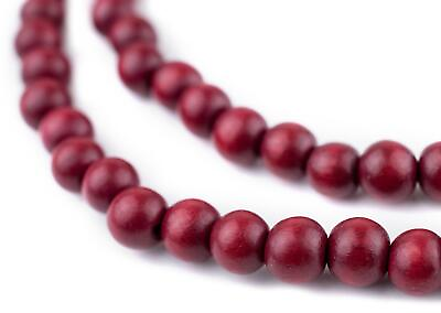 #ad Red Round Natural Wood Beads 8mm Large Hole 16 Inch Strand $1.99