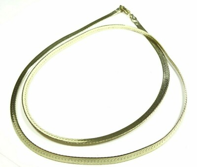 #ad 3.5mm HERRINGBONE FLAT CHAIN NECKLACE ITALY 925 GOLD ON STERLING SILVER 20quot; $32.98