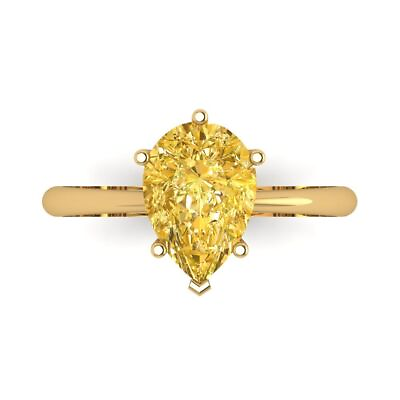 #ad 2.5ct Pear Designer Statement Bridal Classic Real Citrine Ring 14k Yellow Gold $303.04