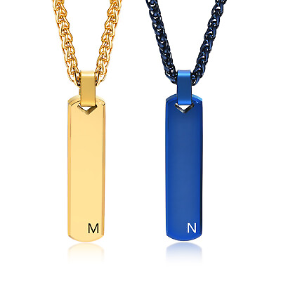 #ad Personalized Initial Bar Necklace for Men with Custom A Z 26 Letter Pendant $9.99