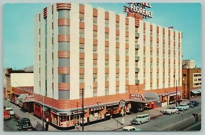 #ad Missoula MT Art Deco Hotel Florence Kohn Street Clock 10:10 AM Penney#x27;s 1950s $8.50
