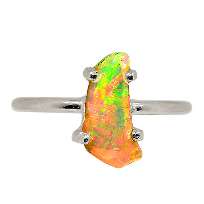 #ad Natural Ethiopian Opal Rough 925 Sterling Silver Ring Jewelry s.6 ALLR 25642 $14.99