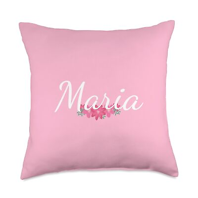 #ad Custom Maria Gift Personalized Name Flowers Floral Pink Throw Pillow 18x18 ... $37.84