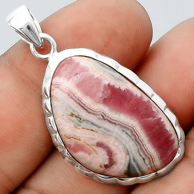 #ad Natural Rhodochrosite Argentina 925 Sterling Silver Pendant Jewelry P 1110 $17.49