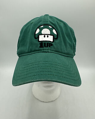 #ad Vintage Nintendo 1Up Super Mario Green 1 Up 2005 Mushroom Baseball Cap Hat OSFA $45.00