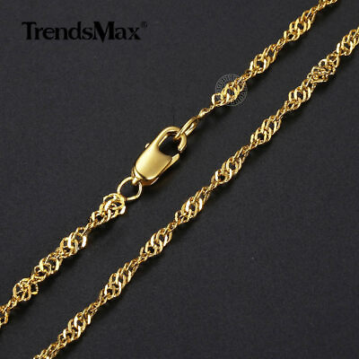 #ad 1 2 3 5Pcs 2MM Yellow Gold Filled Wave Twisted Link Chains Necklace 48CM 18.9In $7.99