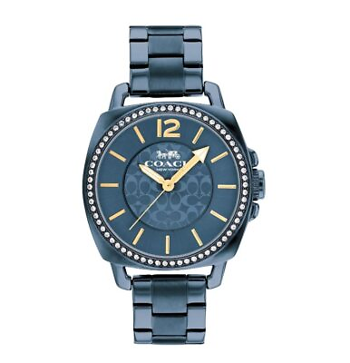 #ad COACH 14503985 Blue Dial Blue Stainless Bracelet Boyfriend 34mm Watch $89.99
