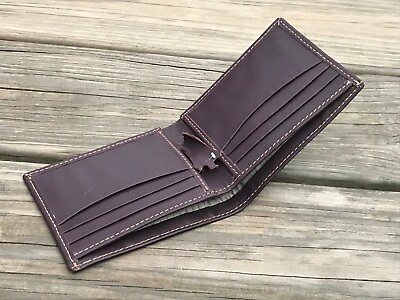 #ad Men Card Holder Brown Wallet Purse Handmade Bifold Genuine Leather Wallet $36.90