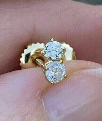 #ad 1.00Ct Round Cut Simulated Diamond Women#x27;s Stud Earrings 14K Yellow Gold Plated $15.20